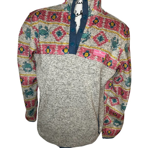 Euc Simply Southern Gray Knit Crab 1/4 Snap Pullover Sweater Women XXL - Picture 6 of 14